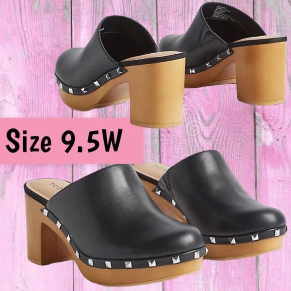 torrid Shoes - Torrid Faux Leather Black Studded Mule Shoes Wide Width - Size 9.5 WW NIB